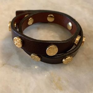 Tory Burch Leather Wrap Studded Bracelet